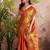 rust orange woven tissue silk blend saree with mandala motifs