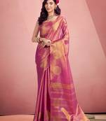 magenta purple woven tissue silk blend saree with mandala motifs