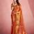 rust orange woven tissue silk blend saree with mandala motifs
