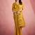 mustard yellow woven tissue silk blend saree with mandala motifs