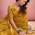 mustard yellow woven tissue silk blend saree with mandala motifs