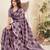 Women mauve purple checked linen saree with floral pallu