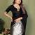 Black Color Hand Dyed With Zari Woven Satin Silk Saree