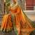 The sunset glow: vibrant orange soft silk saree with contrast green zari border