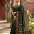 The emerald empress: dark green soft silk saree with rich crimson red zari border
