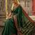 The emerald empress: dark green soft silk saree with rich crimson red zari border