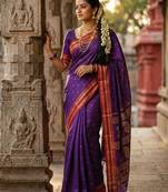The majestic amethyst: royal purple soft silk saree with contrast red zari border