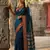 The peacock hue: teal blue soft silk saree with contrast red zari border