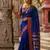 The peacock hue: blue soft silk saree with contrast red zari border