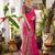 Woven banarasi silk blend saree in magenta pink with grey zari border & blouse piece