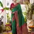 Emerald green banarasi silk blend saree with maroon border & gold zari weaving