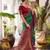 Emerald green banarasi silk blend saree with maroon border & gold zari weaving