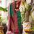 Emerald green banarasi silk blend saree with maroon border & gold zari weaving