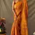Orange plain silk blend patola-saris saree with blouse