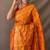 Orange plain silk blend patola-saris saree with blouse