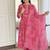 Pink color rayon printed anarkali readymade set