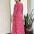 Pink color rayon printed anarkali readymade set