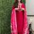 Dark pink color viscose chanderi embroidered sttiched kurta set