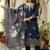 Navy blue viscose chanderi embroidered kurta set