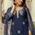 Navy blue viscose chanderi embroidered kurta set