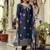 Navy blue viscose chanderi embroidered kurta set