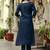 Navy blue viscose chanderi embroidered kurta set