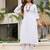 White viscose embroidered sttiched kurta set