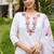 White viscose embroidered sttiched kurta set