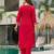 Rani pink color rayon embroidered kurta set