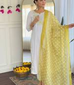 White color viscose embroidered sttiched kurta set