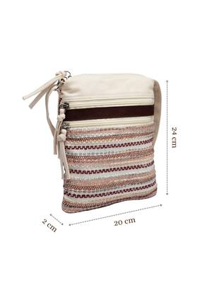 pink canvas sling bag with striped pattern 5