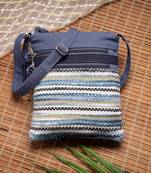 Anekaant lines & loops navy acrylic striped sling bag