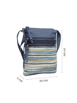 blue acrylic sling bag with striped pattern 5