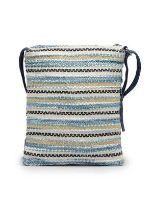 blue acrylic sling bag with striped pattern 6