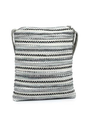 grey acrylic sling bag with striped pattern 6
