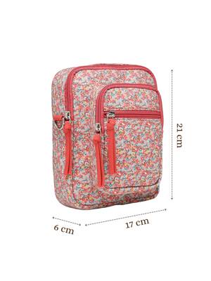 red canvas sling bag with floral print 5
