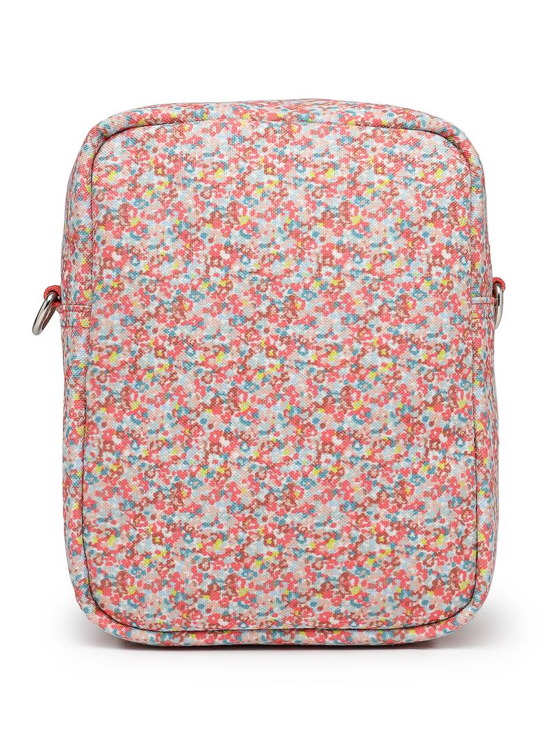 Anekaant meadow tales red canvas floral sling bag