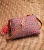 Anekaant tile trip red canvas abstract printed sling bag
