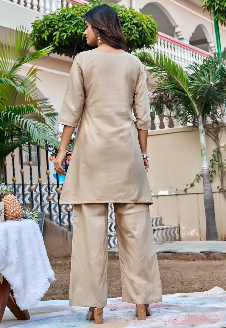 Embroidered Top With Trouser Co-Ords