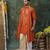 Rust orange embroidered silk kurta set