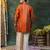 Rust orange embroidered silk kurta set