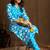 Sky blue printed cotton blend kurta pant set
