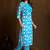 Sky blue printed cotton blend kurta pant set