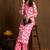 Light pink printed cotton blend kurta pant set