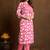 Light pink printed cotton blend kurta pant set