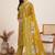 Yellow printed cotton blend festival wear salwar suit