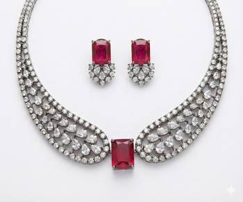 Red american diamond Necklace :: set | cz crystal party wear jewelry for women 3
