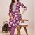 Wine  printed cotton blend kurta pant set