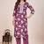 Wine  printed cotton blend kurta pant set