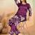 Purple printed cotton reyon kurta pant set